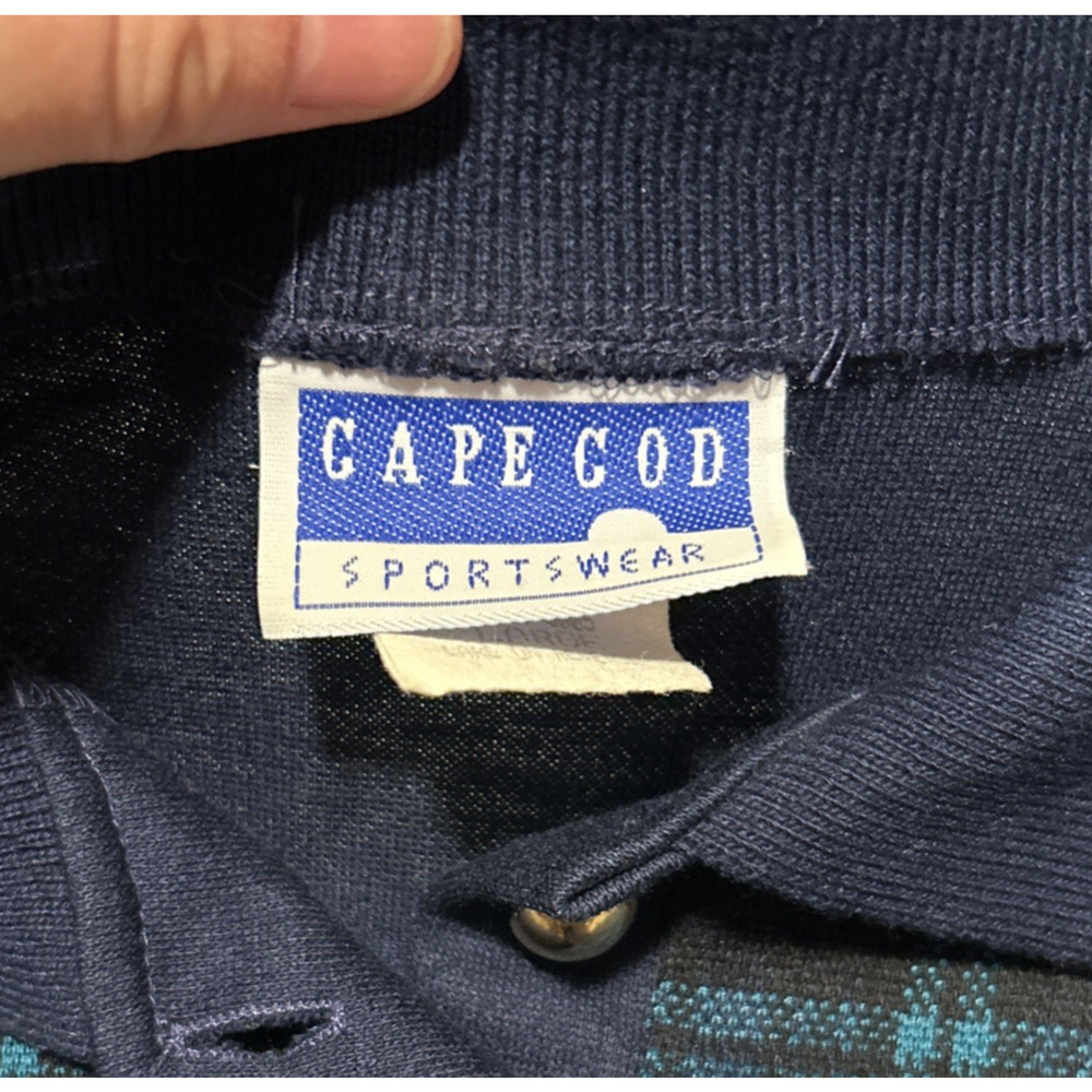 Vintage 80s Cape Cod Sportswear Plaid Knit Sweater Sz L - Picture 5 of 15